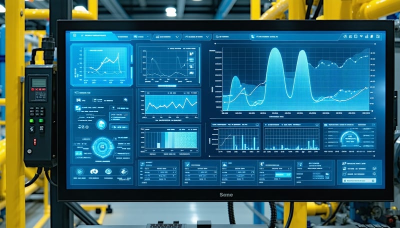 AI-driven maintenance system interface on industrial equipment